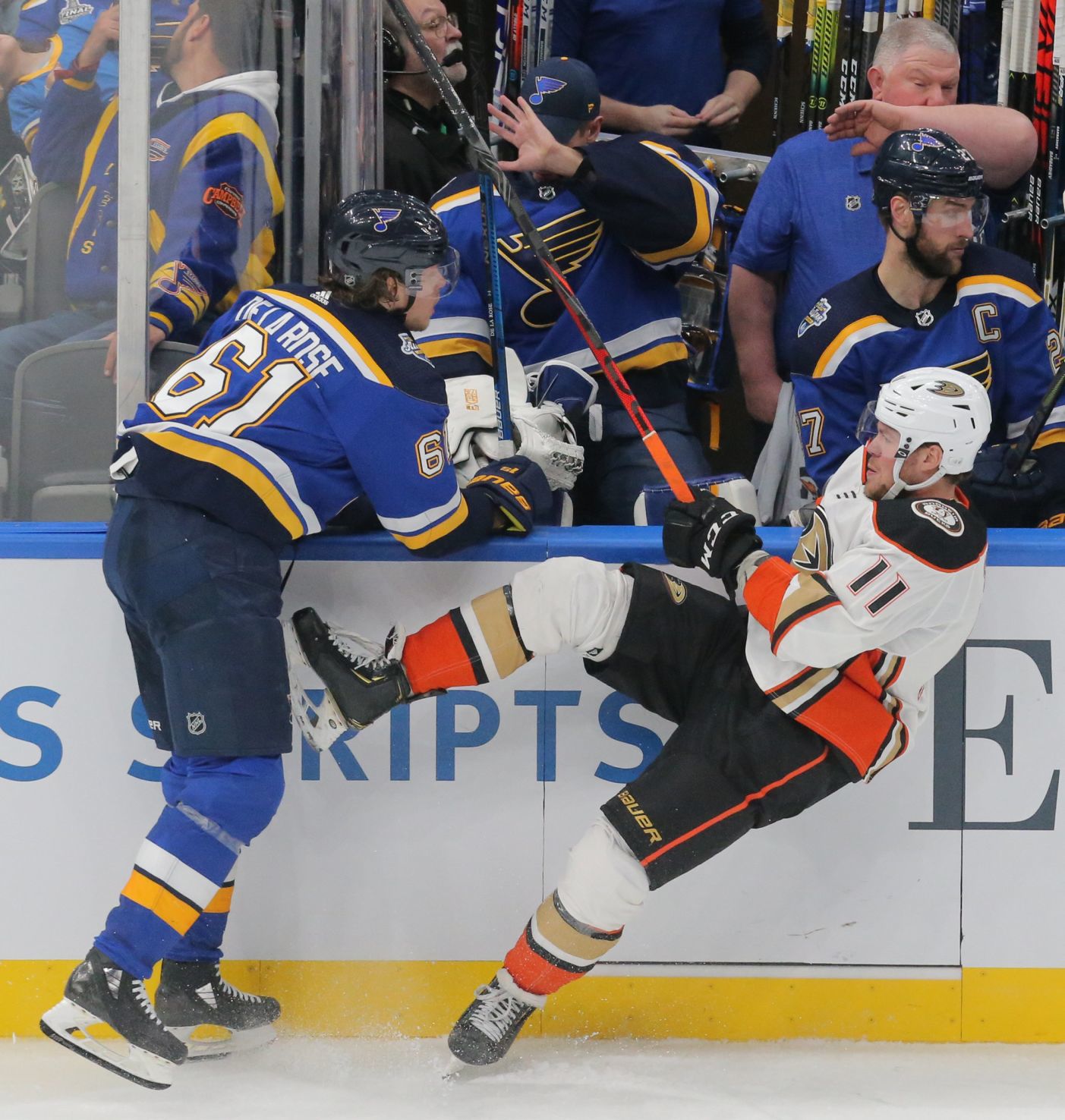 The Blues take on the Ducks at the Enterprise Center